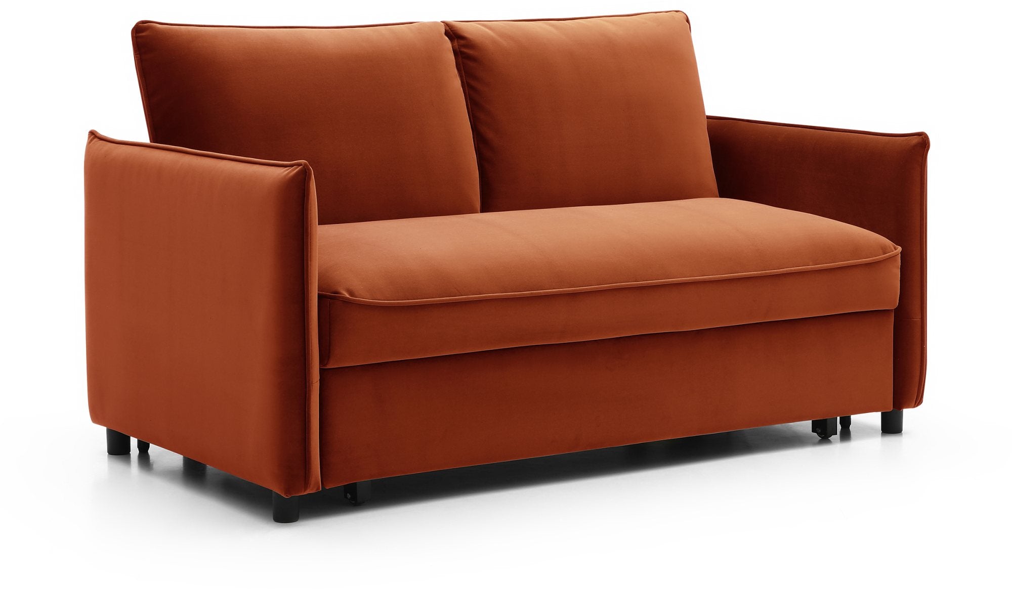 Burnt Orange Claire 2 Seater Sofa Bed Compact size for Small Spaces, Choice of 3 Colours Free Express Delivery - 00