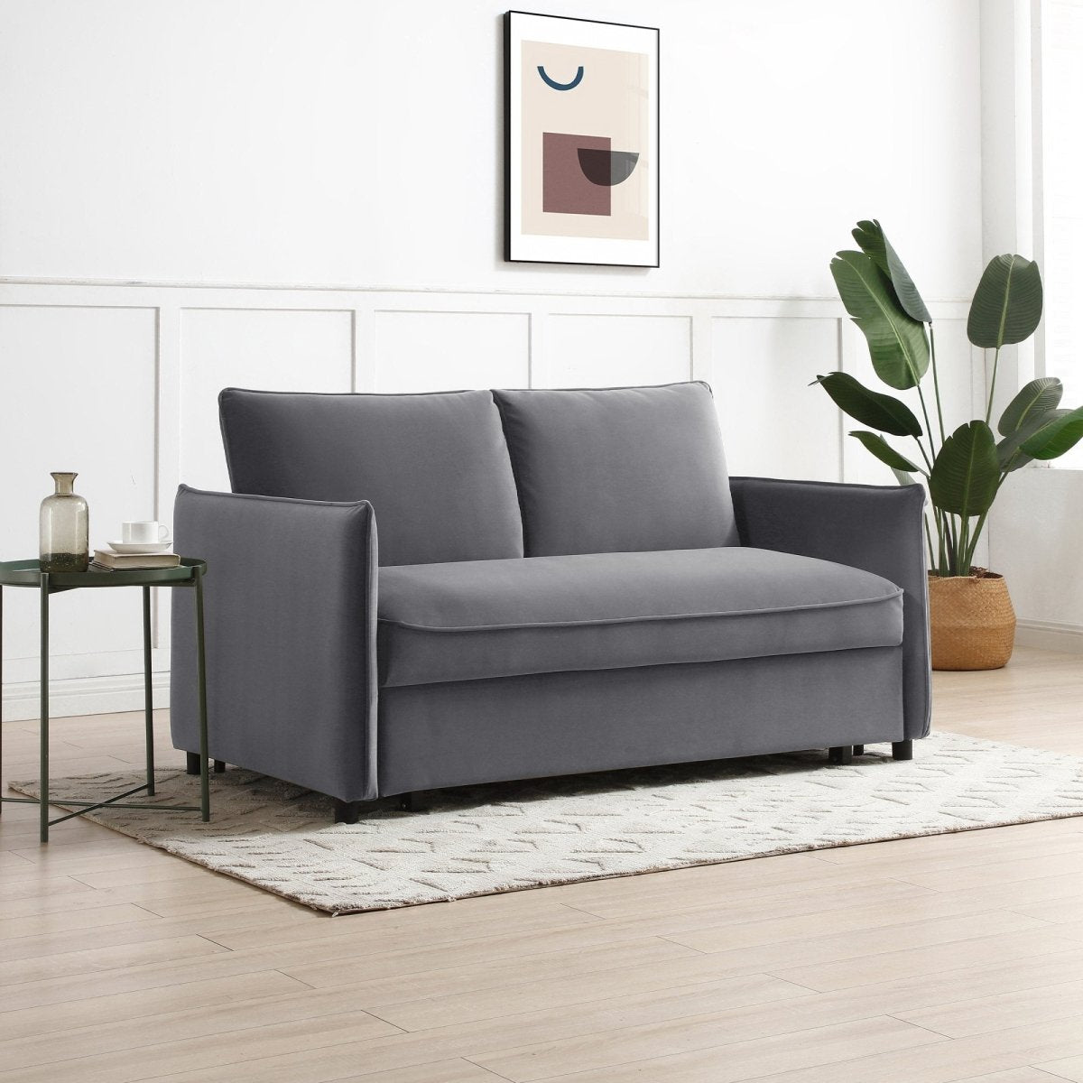 Claire Plush Velvet Grey Sofa Bed - Pendle Village Furniture