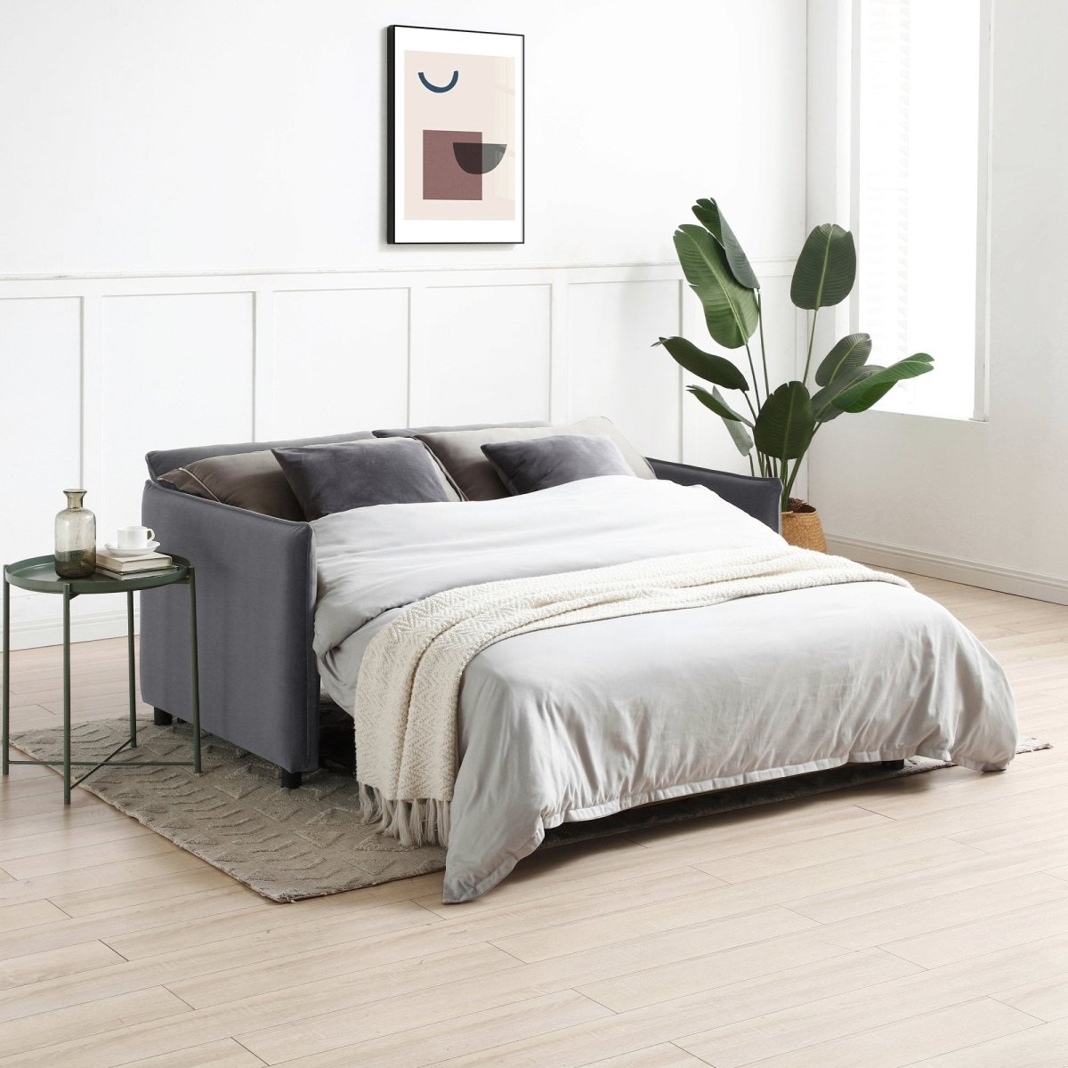 Claire Plush Velvet Grey Sofa Bed - Pendle Village Furniture