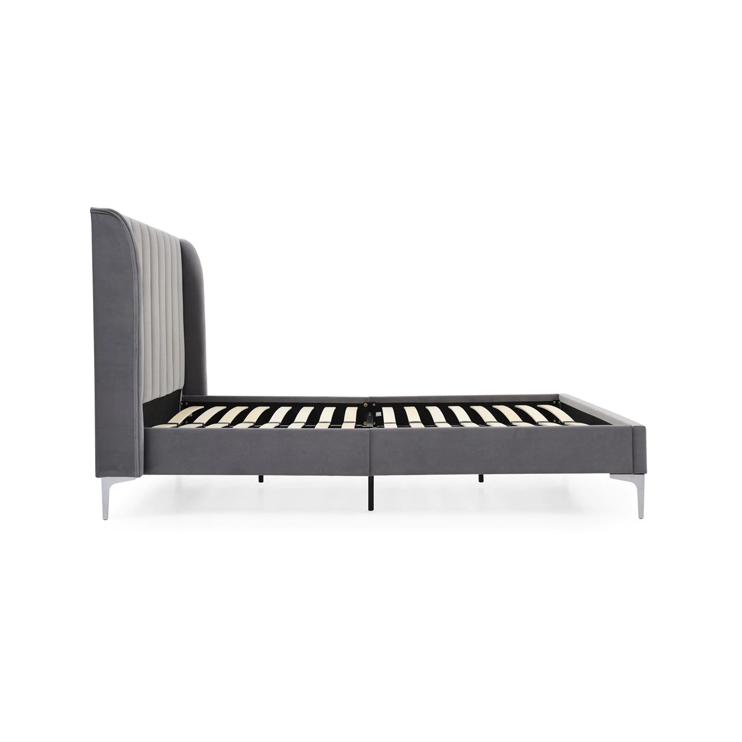 Serenity Athena Grey Velvet Fabric Bed available as King & Super King