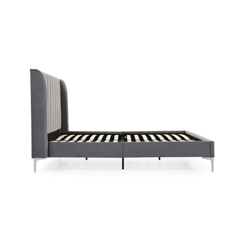 Serenity Athena Grey Velvet Fabric Bed available as King & Super King