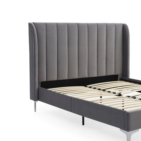 Serenity Athena Grey Velvet Fabric King & Super King Bed 