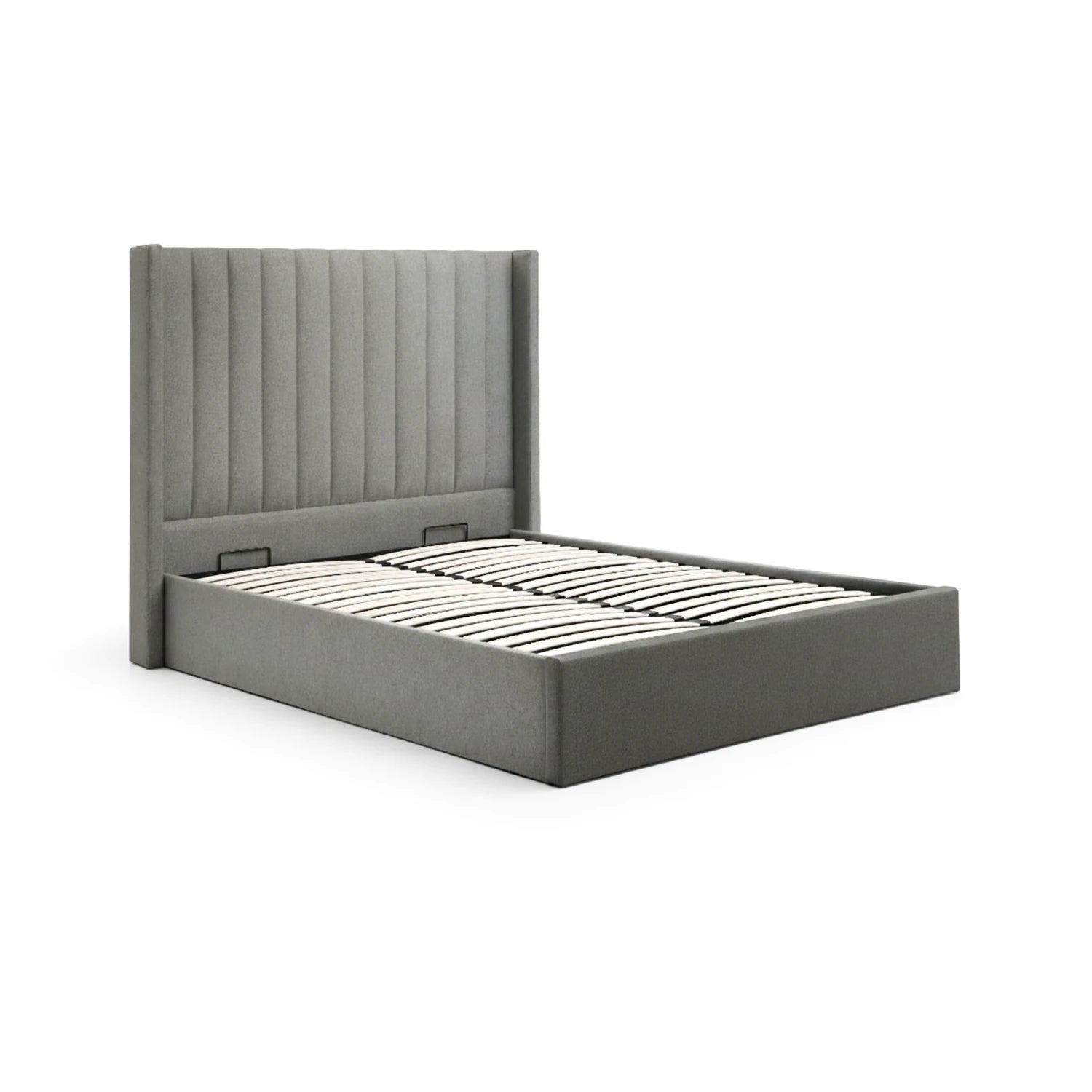 Linear Athena Grey Velvet Super King Ottoman Bed with storage lift