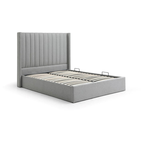 Grey Super King Bed With Ottoman Lift Up Storage