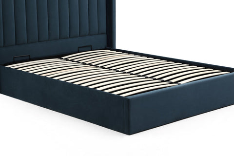 Linear Multi Lift Grey Ottoman Bed, Also Available in Ink Blue - Mattress Base Image of Ink Bed