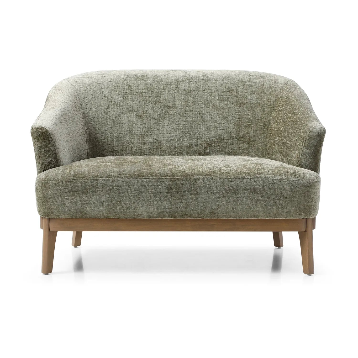 Leto Distressed Olive Chenille 2 Seater Chair - Tub Chair Style