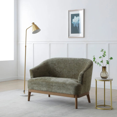 Leto Distressed Olive Chenille 2 Seater Chair - Pendle Village Furniture