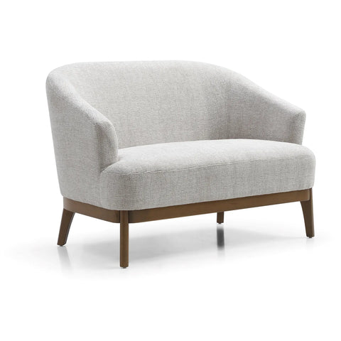 Leto Natural Woven Chenille 2 Seater Chair with Brown Wooden Frame Legs