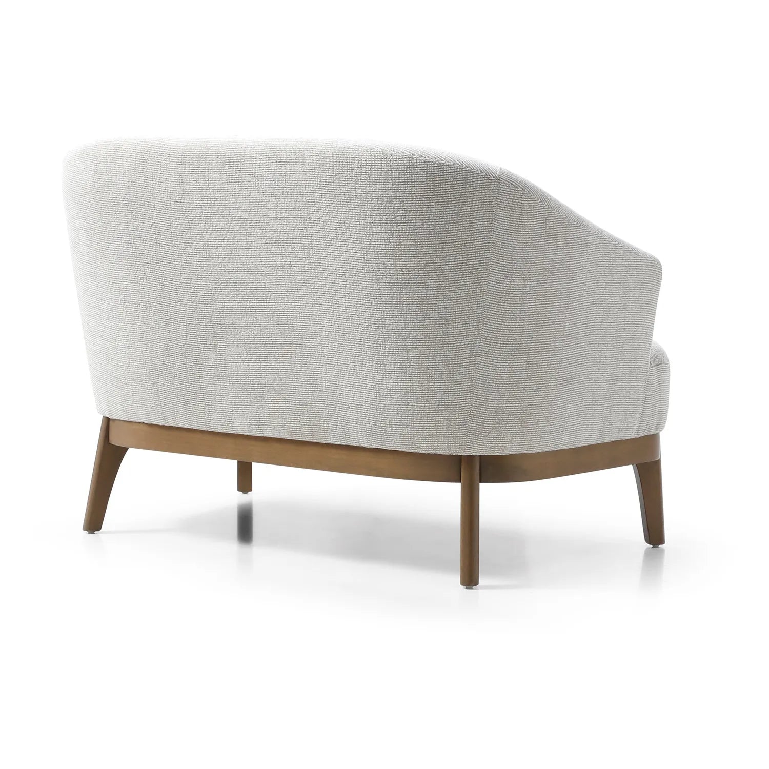 Leto Natural Woven Chenille 2 Seater Chair with Brown Wooden Frame Legs - Rear View
