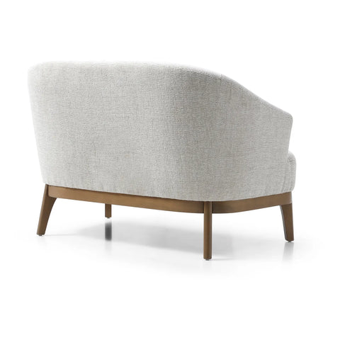 Leto Natural Woven Chenille 2 Seater Chair with Brown Wooden Frame Legs - Rear View
