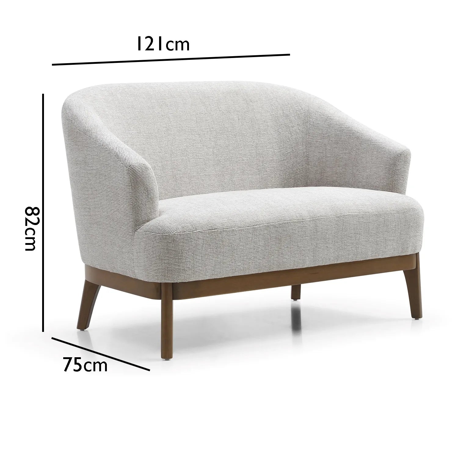 Leto Distressed Olive Chenille 2 Seater Chair with dimensions labeled on a white background
