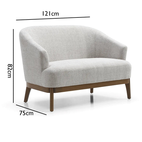 Leto Distressed Olive Chenille 2 Seater Chair with dimensions labeled on a white background