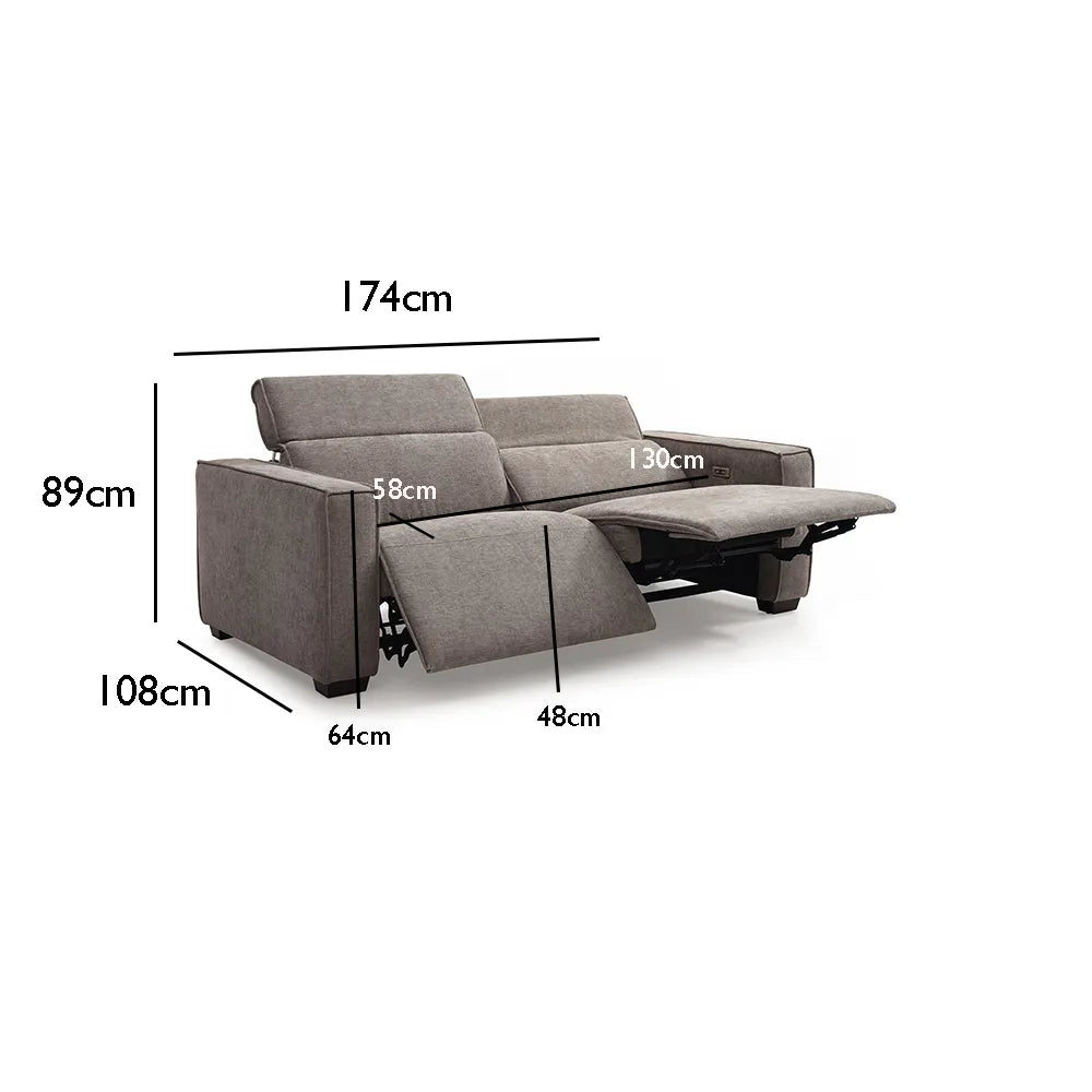 Prime 2 Seater Electric Recliner Sofa in Mole Chenille - Pendle Village Furniture