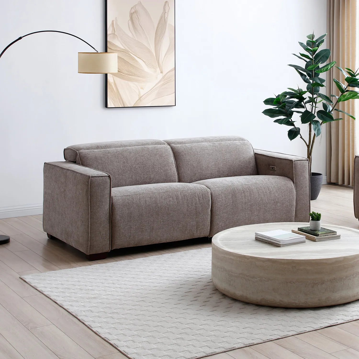 Prime 3 Seater Electric Recliner Sofa in Mole Chenille Fabric - Pendle Village Furniture