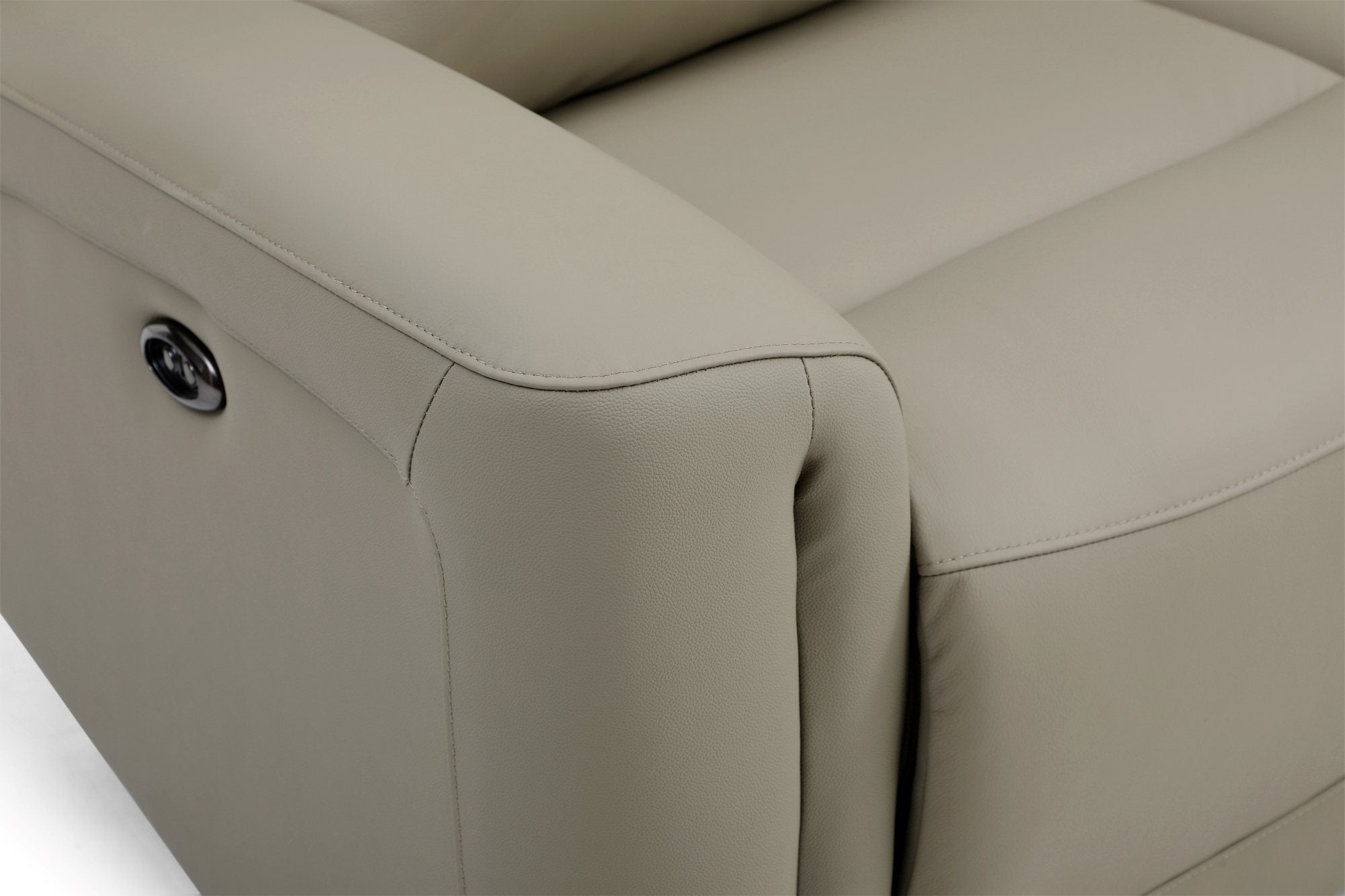 Bentley 3 Seater Taupe Leather Electric Recliner Sofa