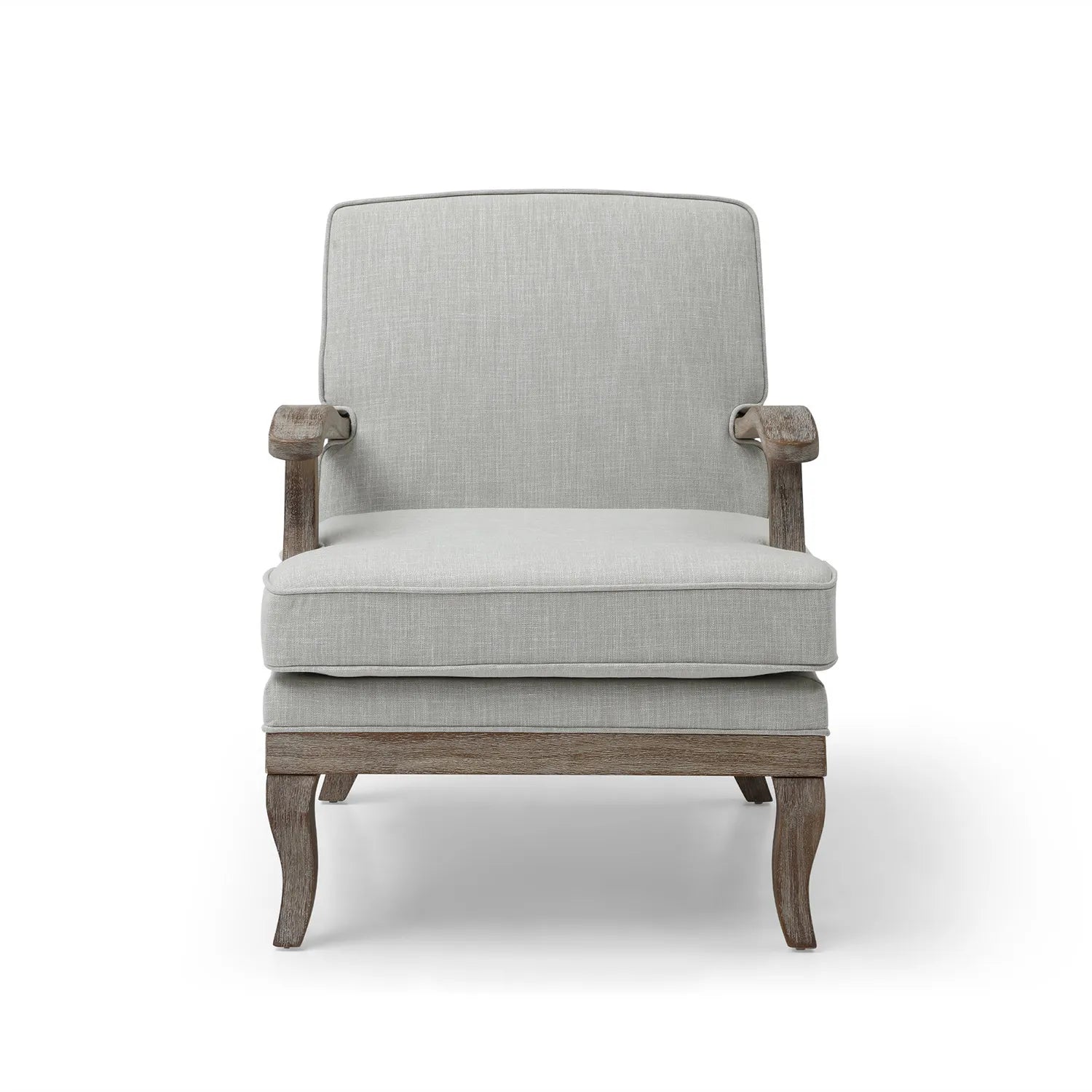 Hastings Traditional Wooden Armchair in Cream Linen or Natural Stripe - Pendle Village Furniture