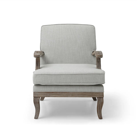 Hastings Traditional Wooden Armchair in Cream Linen or Natural Stripe - Pendle Village Furniture