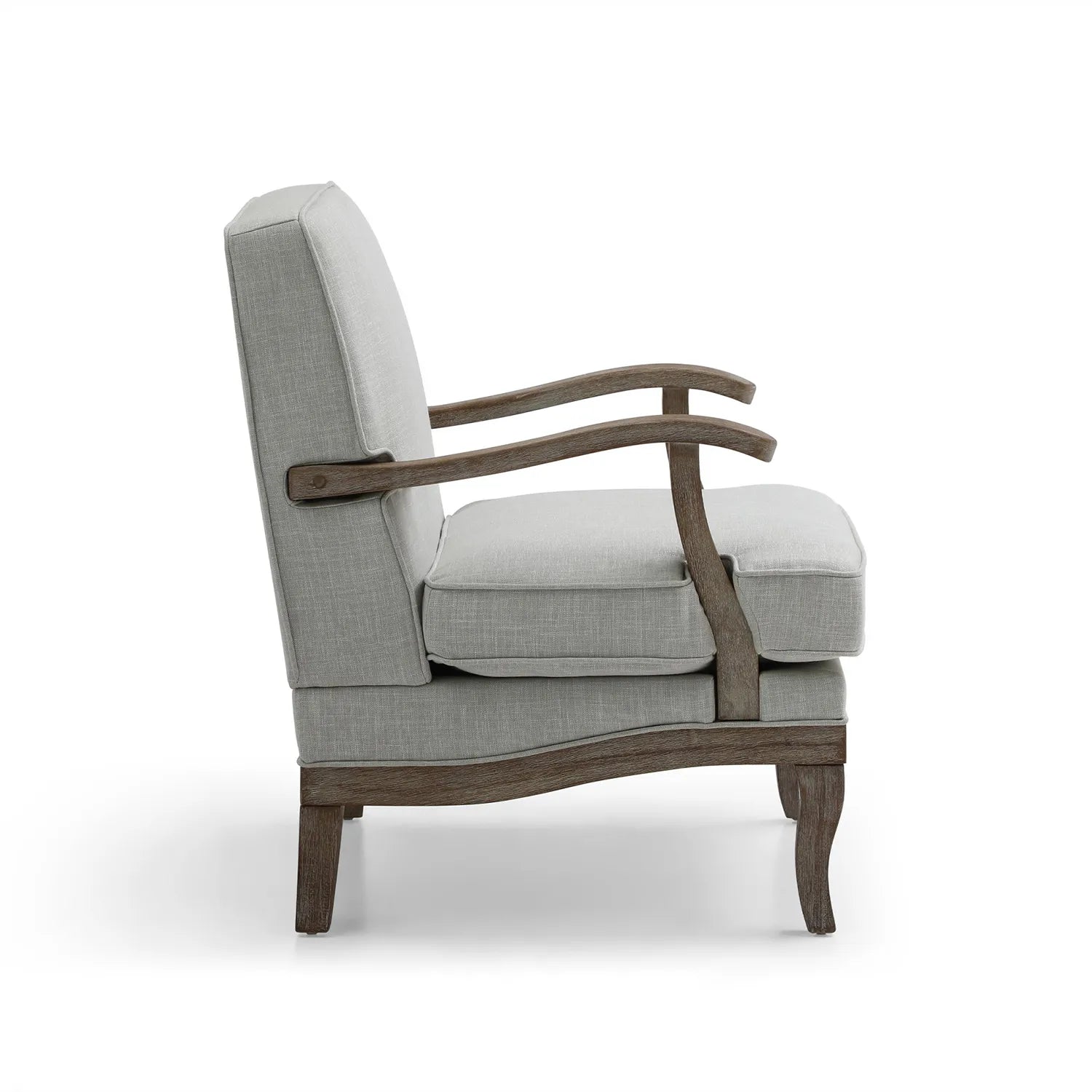 Hastings Traditional Wooden Armchair in Cream Linen or Natural Stripe - Pendle Village Furniture