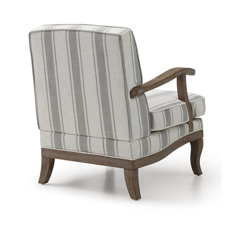 Hastings Traditional Wooden Armchair in Cream Linen or Natural Stripe - Pendle Village Furniture