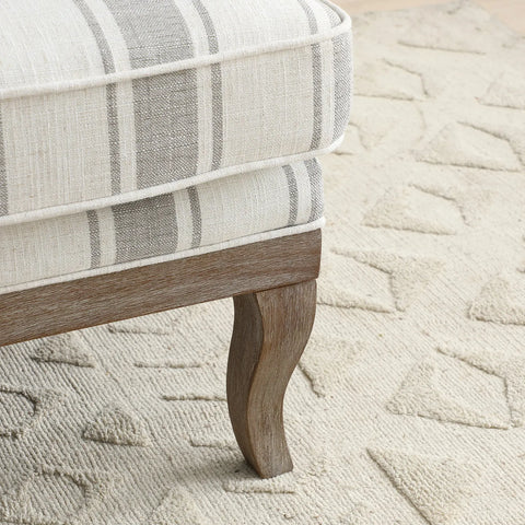 Hastings Traditional Wooden Armchair in Cream Linen or Natural Stripe - Pendle Village Furniture