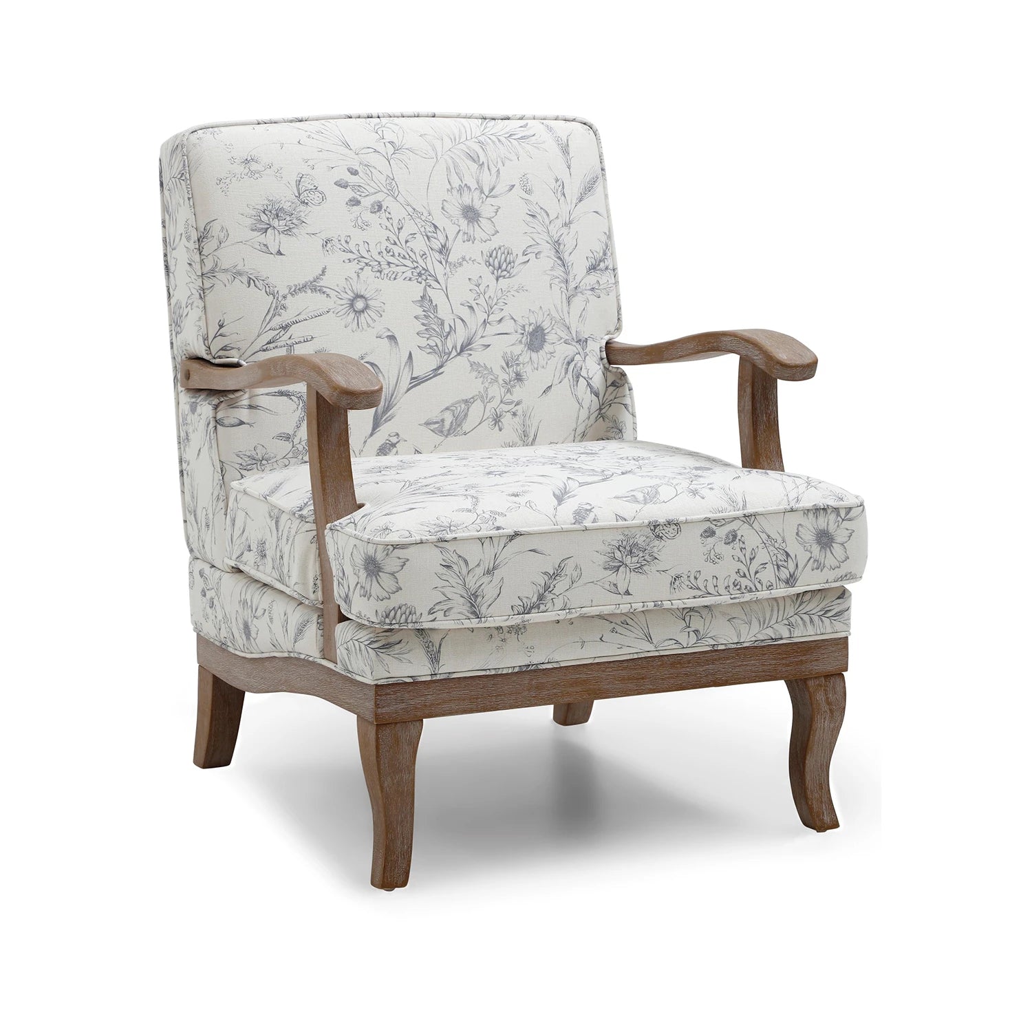 Hastings Traditional Wooden Armchair in Meadow Print Natural - Pendle Village Furniture