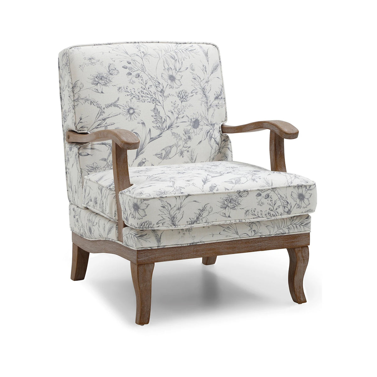 Hastings Traditional Wooden Armchair in Meadow Print Natural - Pendle Village Furniture