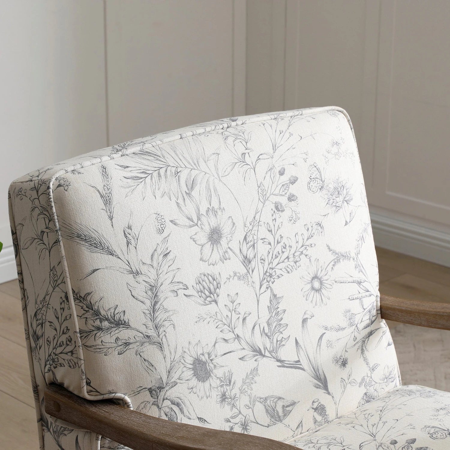 Hastings Traditional Wooden Armchair in Meadow Print Natural - Pendle Village Furniture