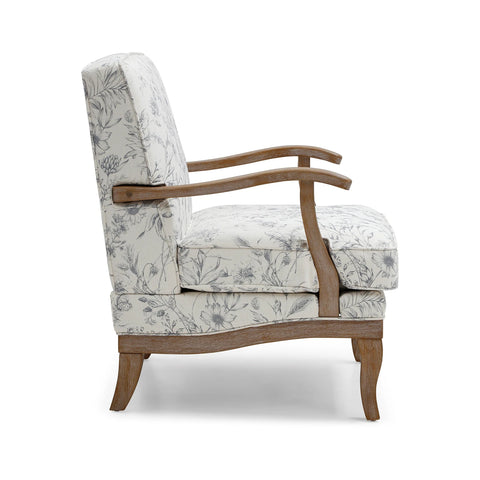 Hastings Traditional Wooden Armchair in Meadow Print Natural - Pendle Village Furniture