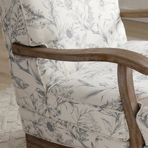 Hastings Traditional Wooden Armchair in Meadow Print Natural - Pendle Village Furniture