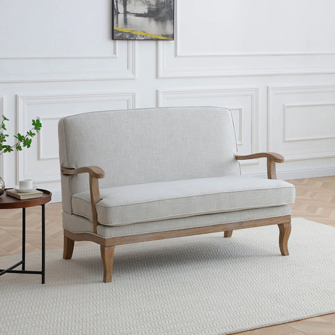Hastings Two Seater Chair in Antheia Cream Textured Linen - Pendle Village Furniture