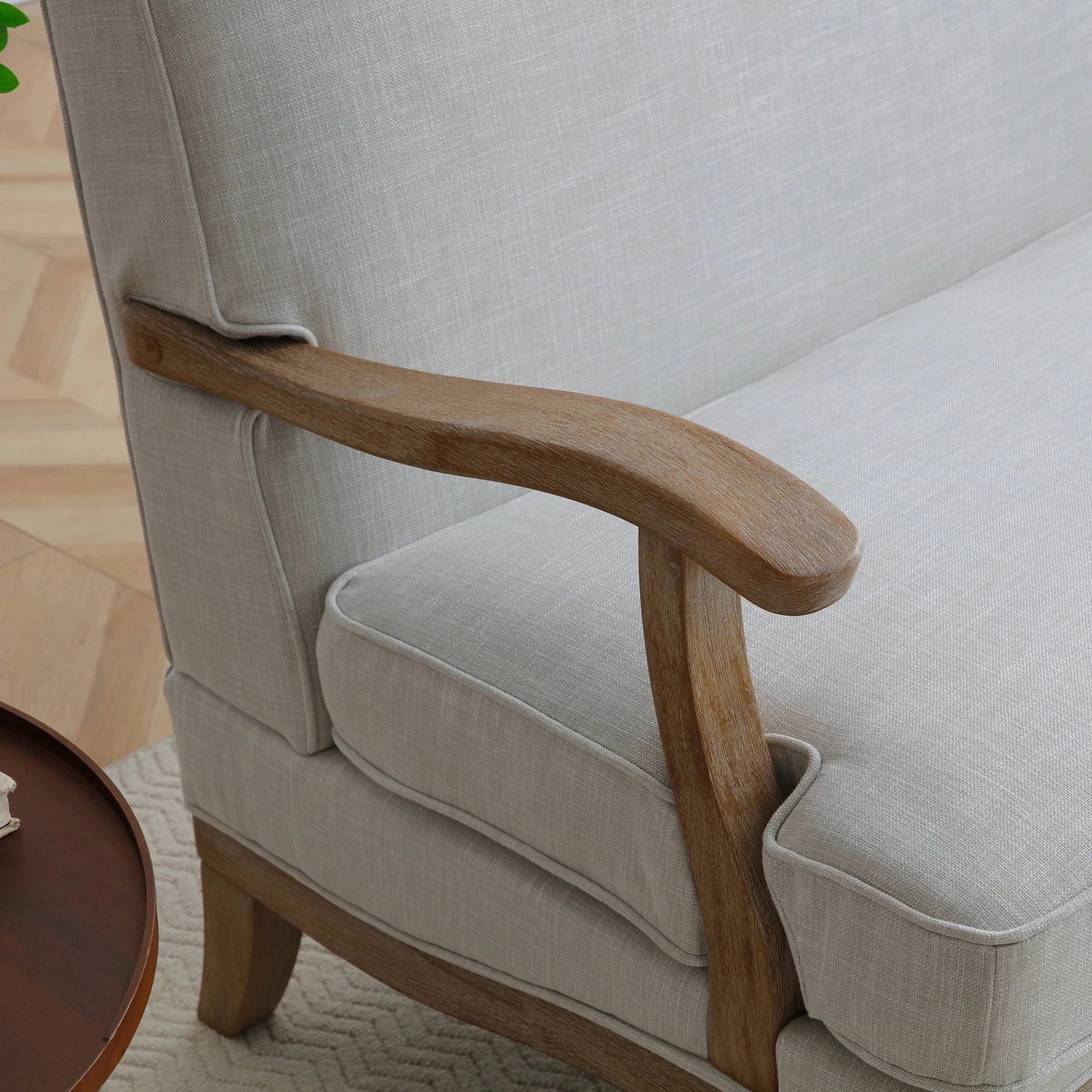 Hastings Two Seater Chair in Antheia Cream Textured Linen - Pendle Village Furniture