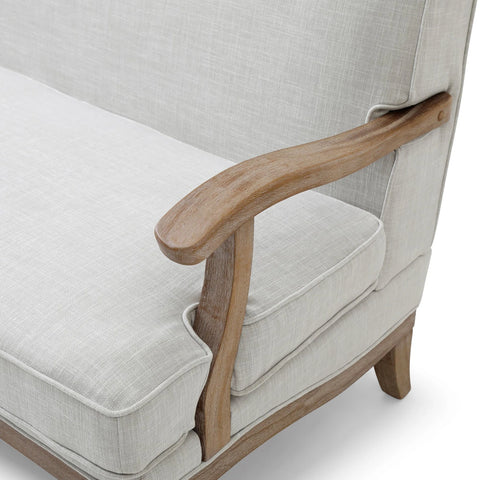 Hastings Two Seater Chair in Antheia Cream Textured Linen - Pendle Village Furniture