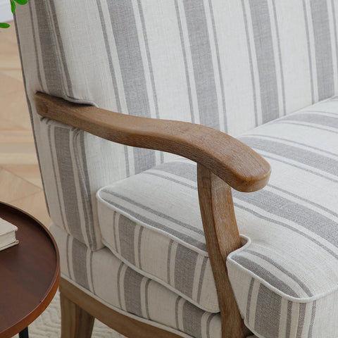 Hastings Two Seater Chair in Gaia Natural Textured Stripe - Pendle Village Furniture