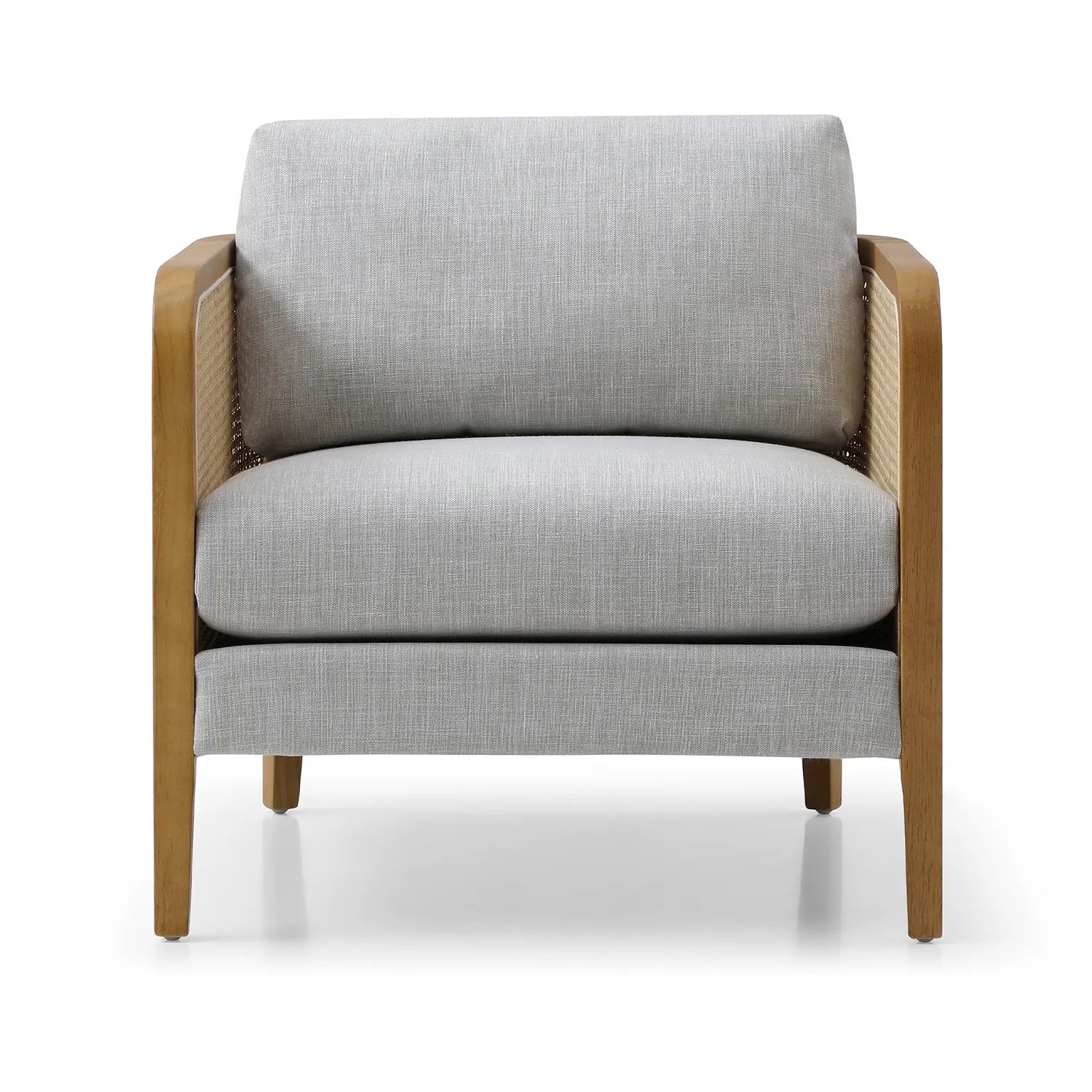 Aurora Cream Rattan Armchair with Linen Seat - Pendle Village Furniture