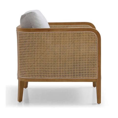 Aurora Cream Rattan Armchair with Linen Seat - Pendle Village Furniture