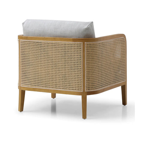 Aurora Cream Rattan Armchair with Linen Seat - Pendle Village Furniture