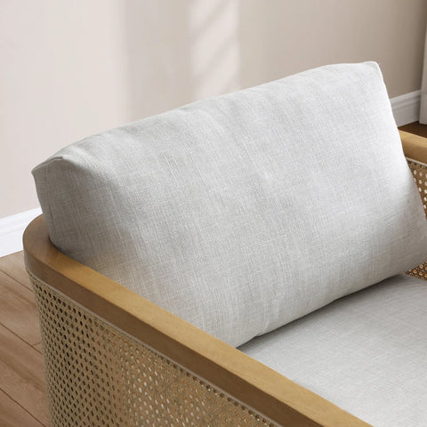 Aurora Cream Rattan Armchair with Linen Seat - Pendle Village Furniture
