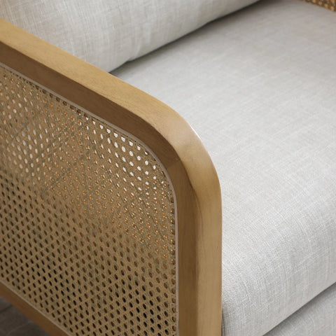 Aurora Cream Rattan Armchair with Linen Seat - Pendle Village Furniture