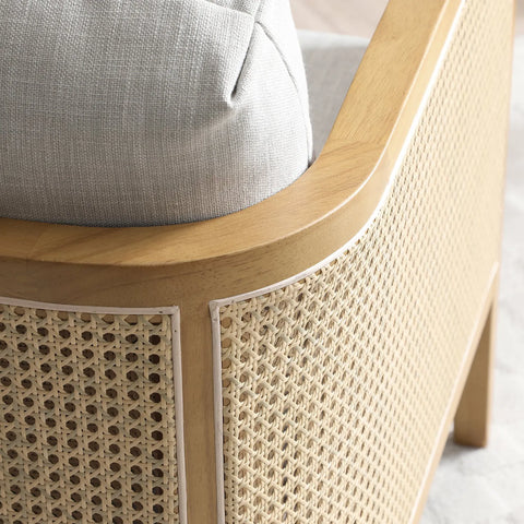 Aurora Cream Rattan Armchair with Linen Seat - Pendle Village Furniture