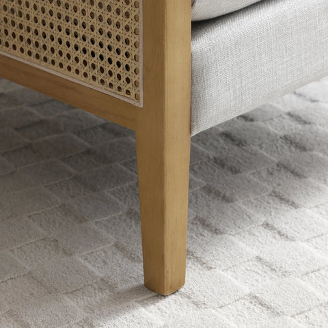 Aurora Cream Rattan Armchair with Linen Seat - Pendle Village Furniture
