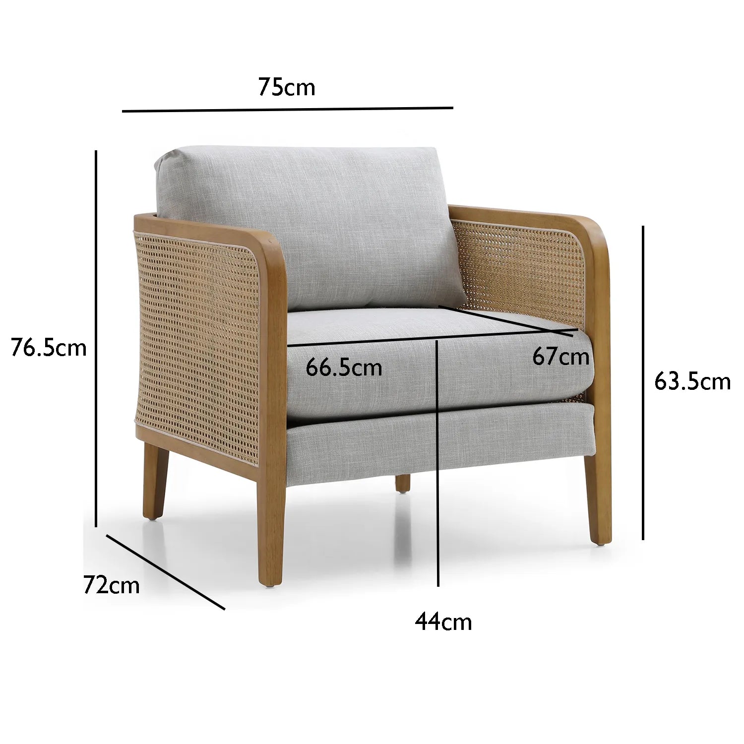 Aurora Cream Rattan Armchair with Linen Seat - Pendle Village Furniture