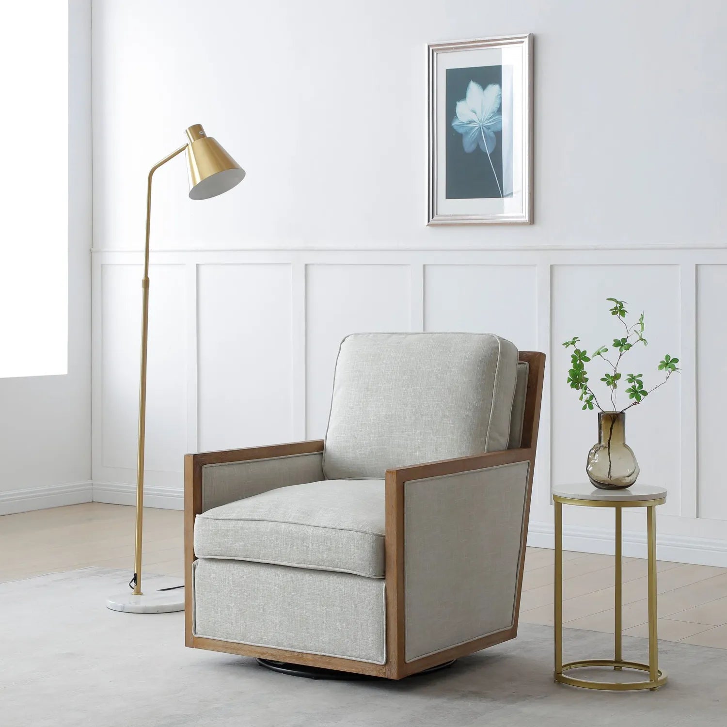 Arden Linen Mix Fabric Swivel Chair - Pendle Village Furniture