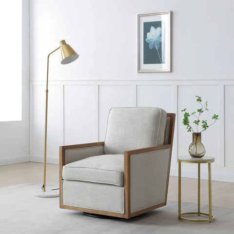Arden Linen Mix Fabric Swivel Chair - Pendle Village Furniture