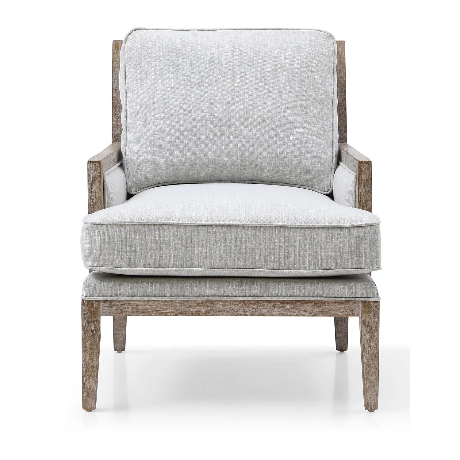 Clara Cream Linen Armchair with Washed Oak Frame - Pendle Village Furniture