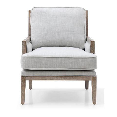 Clara Cream Linen Armchair with Washed Oak Frame - Pendle Village Furniture