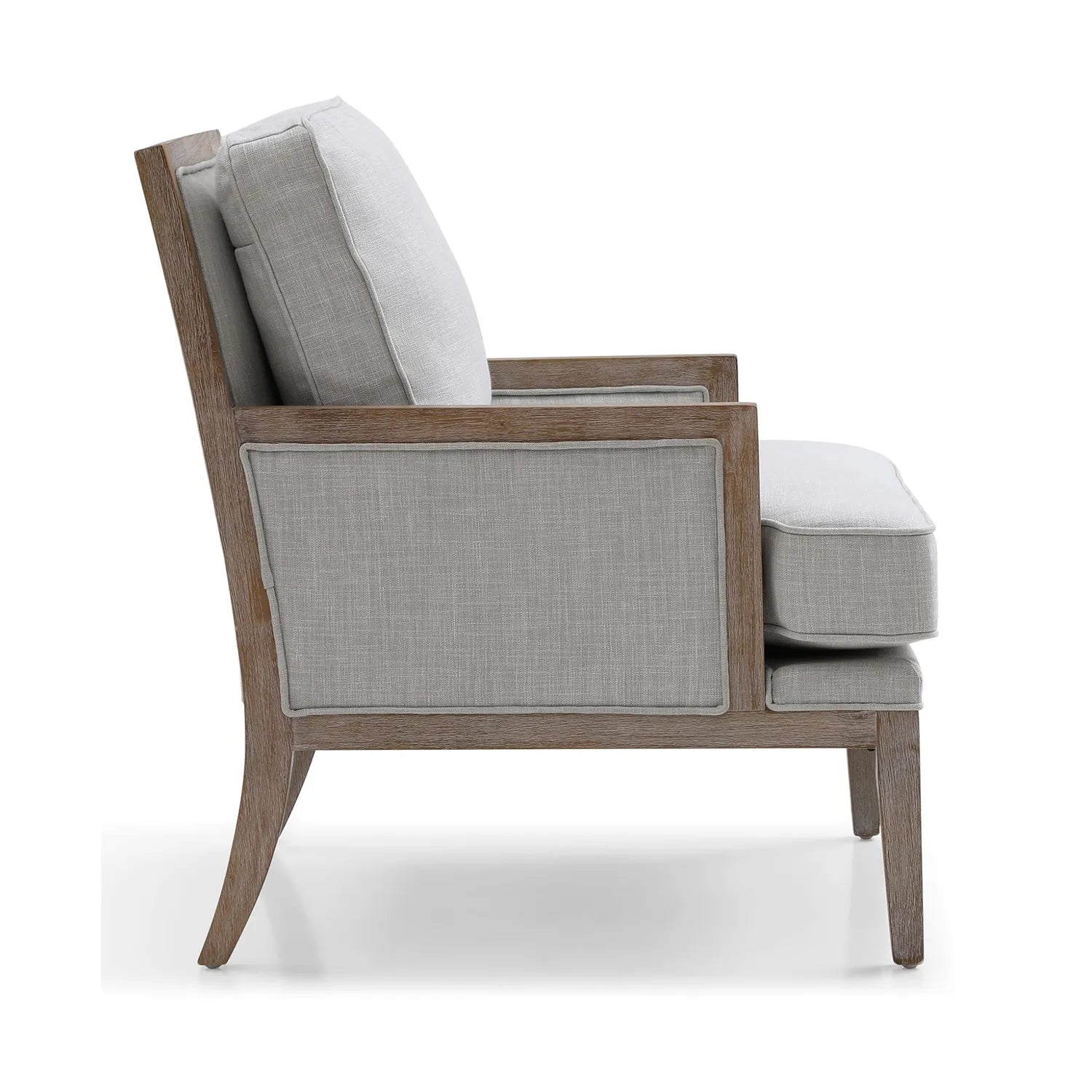 Clara Cream Linen Armchair with Washed Oak Frame - Pendle Village Furniture