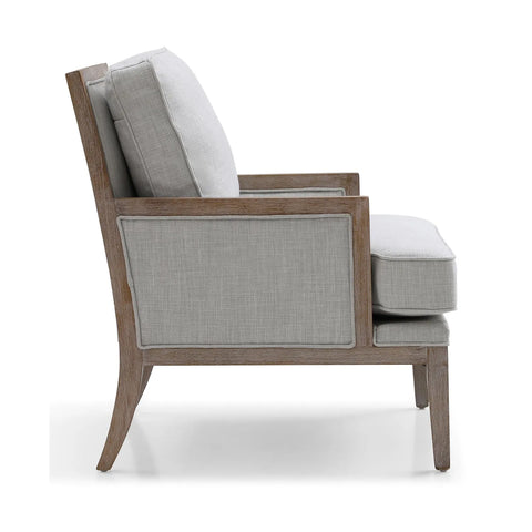 Clara Cream Linen Armchair with Washed Oak Frame - Pendle Village Furniture