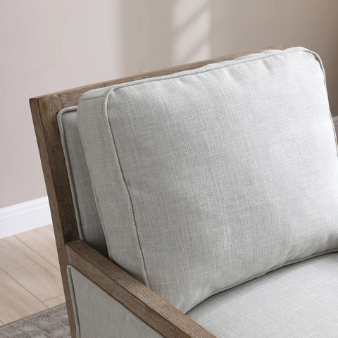 Clara Cream Linen Armchair with Washed Oak Frame - Pendle Village Furniture