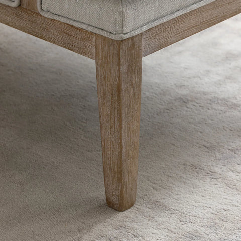 Clara Cream Linen Armchair with Washed Oak Frame - Pendle Village Furniture