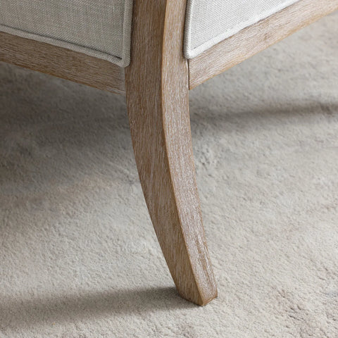 Clara Cream Linen Armchair with Washed Oak Frame - Pendle Village Furniture